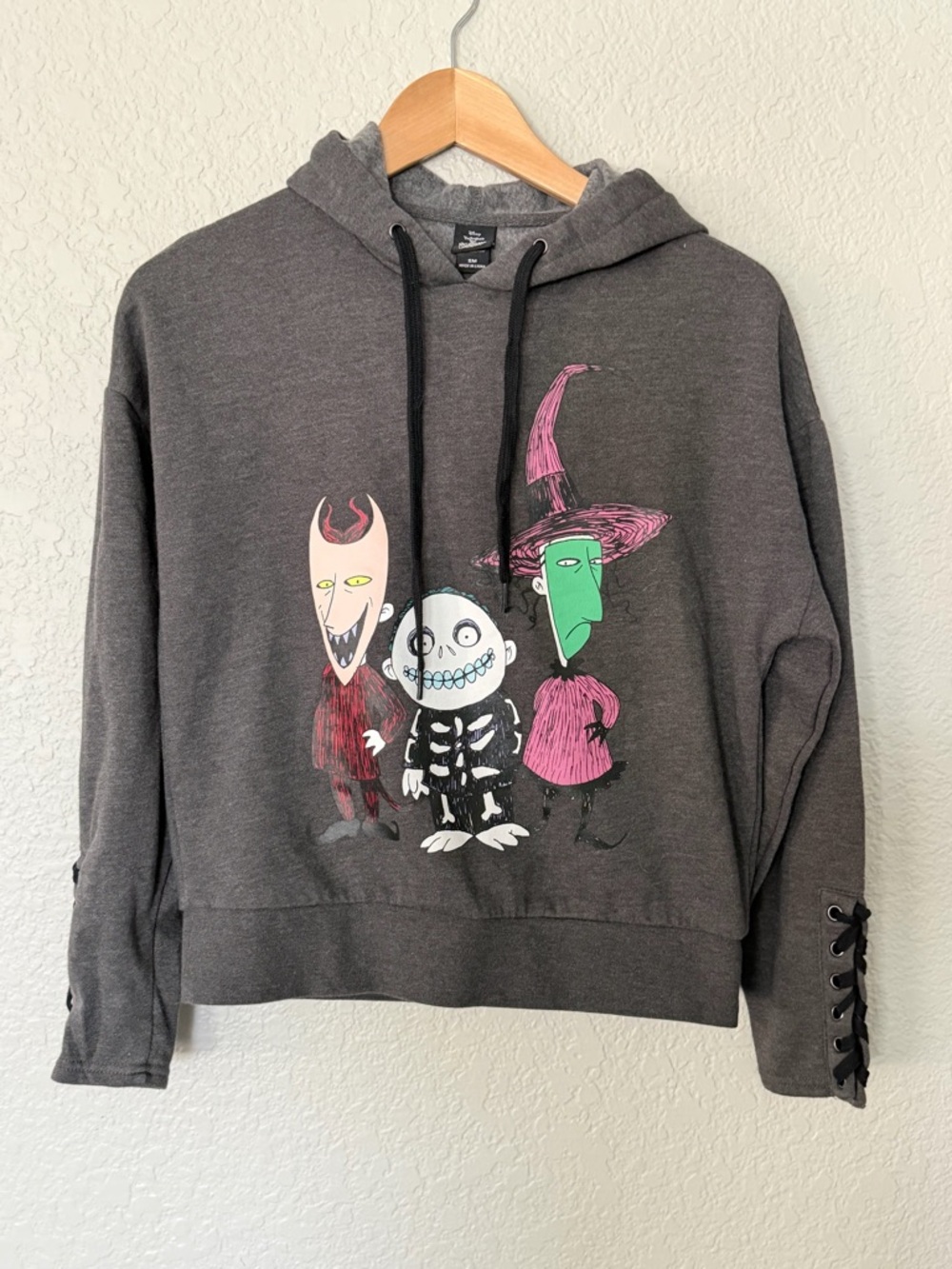 Hot topic Nightmare Before Christmas Sweatshirt in Dark Gray w Lock Shock Barrel